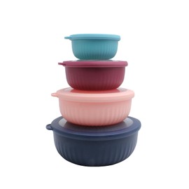 COOK WITH COLOR Prep Bowls with Lids- Wide and Deep Nesting Plastic Small Mixing Bowl Set with Lids, 8 Piece Set - Wide Bowls, Navy