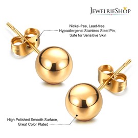 JewelrieShop Ball Earrings 316L Surgical Steel Earrings Round Ball Stud Earrings Set for Women