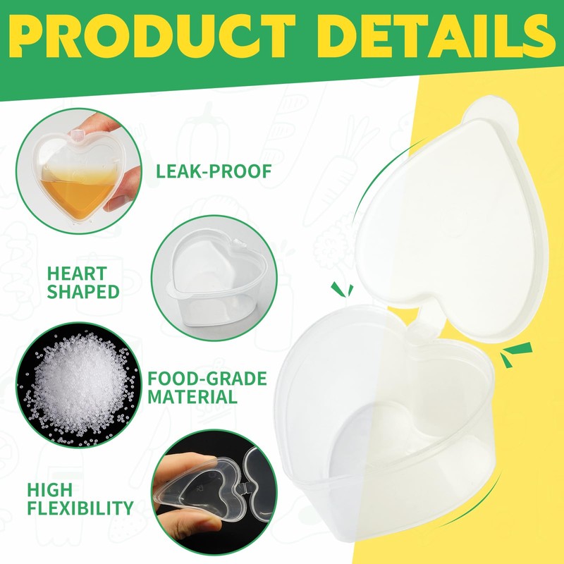 50 Sets 1.5 oz Heart Shaped Jello Shot Cups with