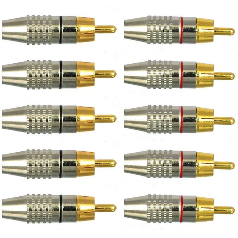CESS RCA Plug Solder Gold Audio Video Connectors (10 Pack)