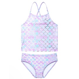 Kids Mermaid Swimsuits Girls Bathing Suits Two-Piece Strap Swimwear,Size 10 11