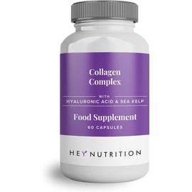 Hey Nutrition Collagen Complex Hyaluronic Acid & Sea Kelp Vitamin E, C, Biotin - Healthy Nails, Skin, Hair Joints Metabolism - Type 1 Marine Supplement - Non GMO, 60 Capsules