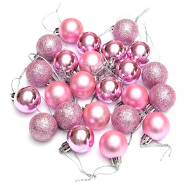 30mm/12Pcs Christmas Baubles Shatterproof Pink, Christmas Tree Decorations Ball Ornaments Balls Xmas Hanging Decorations Holiday Decor - Shiny,Matte,Glitter