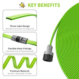 Silvonte 25FT Sprinkler Hose for Yard Garden, Flat Soaker Hose with Stakes, Water-Saving Leakproof Irrigation Drip Hose with Holes for Lawn and Plant Watering