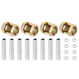 PATIKIL M10 Fine Thread Lamp Tube Repair Parts Set, 4 Pieces M10 x 20 Metal Hex Nut with Threaded Tube and Hex Nut for Extension Rods of Lamps
