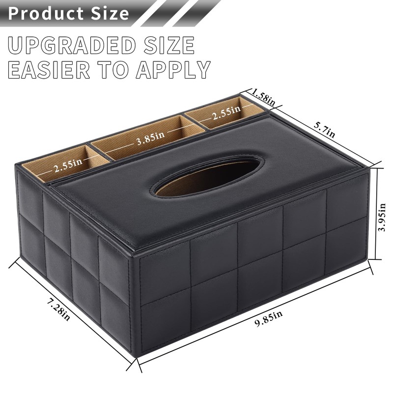 PU Leather Rectangular Tissue Box Cover - Multifunctional Tissue Box