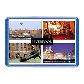 Liverpool - Postcard-Style Design - 7cm x 4.5cm - Novelty Tourism Fridge Magnet.