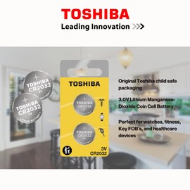 TOSHIBA CR2032 3V Lithium Coin Cell Child Resistant Blister Package (2 Batteries)