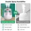 DONGKER Double Spray Humidifier,1L Silent USB Digital Display Humidifier with