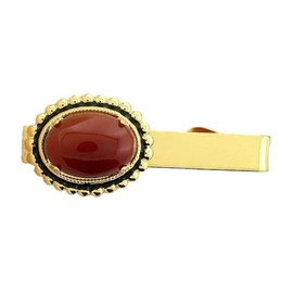 2 INCH 18x13 OVAL CARNELIAN AGATE GEMSTONE CAB GOLD COLOR TIE CLIP BAR EPTT416