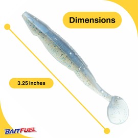 BAITFUEL Little Spanky Swimbait Infused with Supercharged X55 Formula Gel | 3.25-Inch, Albino (PN: X58543)