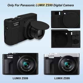 Canboc Protective Case for Panasonic LUMIX ZS99 Point and Shoot Camera, ZS99 Soft Silicone Cover with Removable Lens Cover, Black (Case Only)