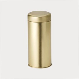 teemando® Glory Tin Gold 130 g Tinplate, Gold, Round, Slip-On Lid, Matt H 15 cm, Diameter 6.5 cm