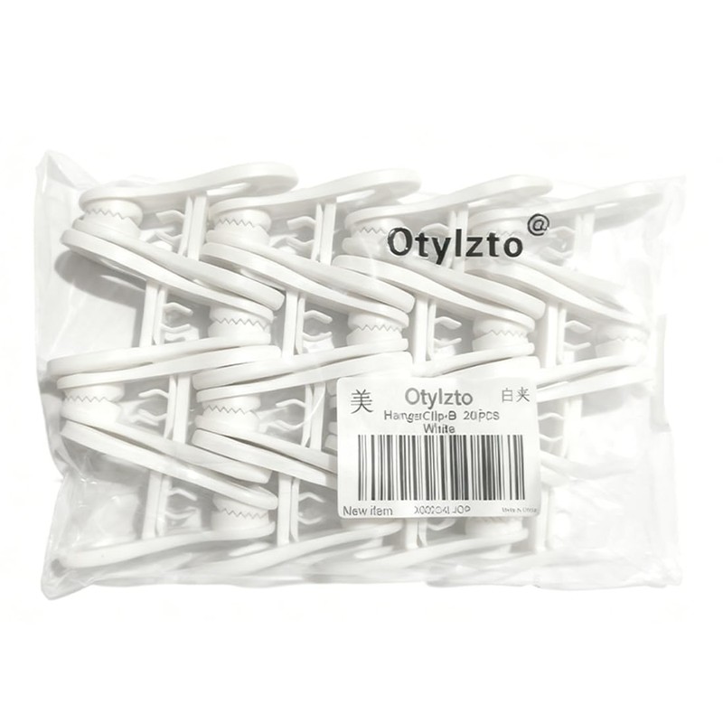 Otylzto 20 Pcs Multi-Purpose Clips for Hangers, White Clothes Hanger