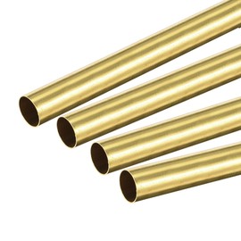 sourcing map Brass Round Tube 9.5mm OD 0.2mm Wall Thickness 300mm Length Pipe Tubing 4 Pcs