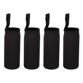 PATIKIL 65mmx180mm Water Bottle Sleeve, 4 Pack Neoprene Insulated Bottle Bag Holder Carrier Pouch with Finger Strap, Black