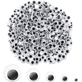 DIVINA VITAE 1200 unidades de ojos móviles autoadhesivos, redondos, en blanco y negro, para manualidades, ojos de plástico, para manualidades, álbumes de recortes, manualidades, accesorios para