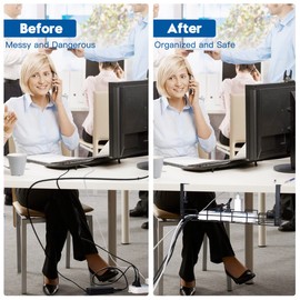 No Drill Under Desk Cable Management Tray, Desk Wire Management Cable Tray Sturdy Metal Wire Organizer Under Desk Basket for Office and Home Standing Desk