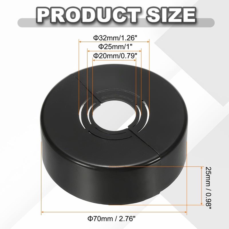 sourcing map 6pcs Wall Split Flange 0.98" (25mm) Plastic Round
