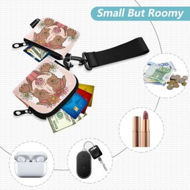 Cute Pitbull Dog Mini Zip Around Wristlet keychain Wallet for Women with Detachable Dual Pouch Wristlet Portable wallet Coin Purse