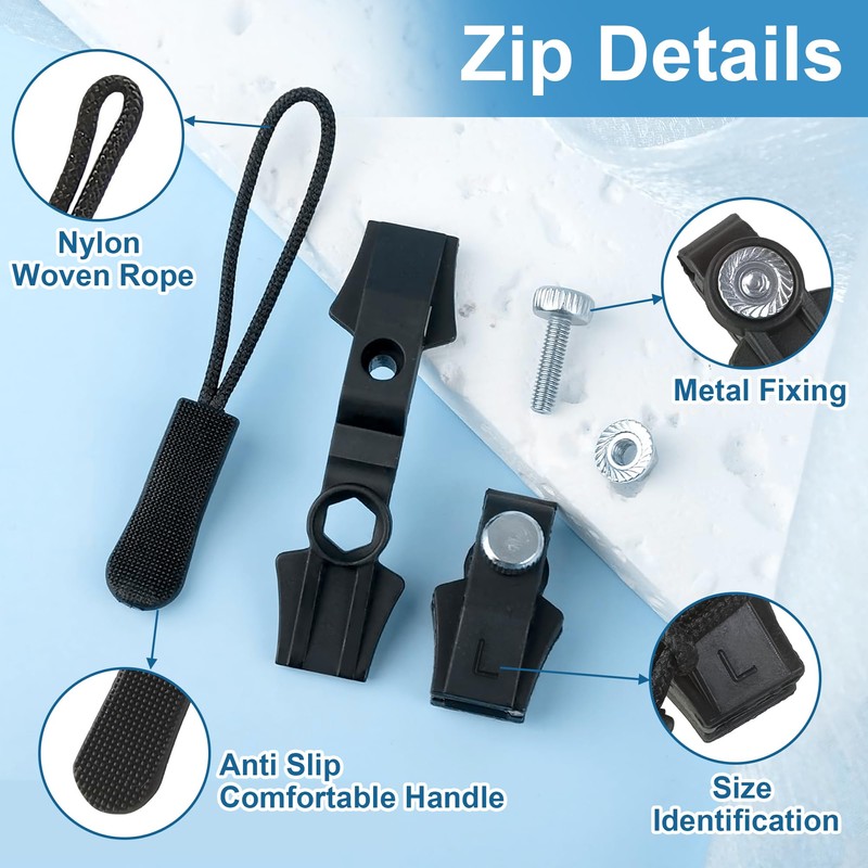 Zip Repair Kit - 6 Pieces Fix Zip Pulls, High