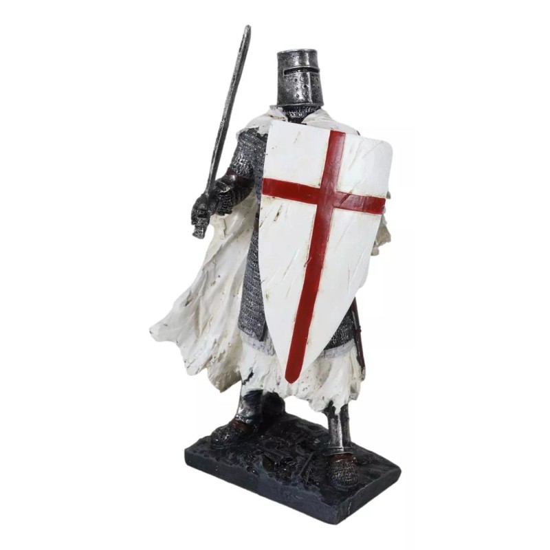 Templar White Cloak Medieval Crusader Swordsman Knight W/ Cross Shield