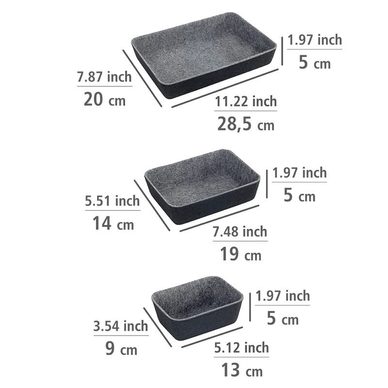 WENKO Drawer Organiser Felt, 7-Piece Storage Aid for Drawers Made