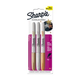 Sharpie Permanent Marker Fine Metallic Assorted (Pack of 3 Markers)