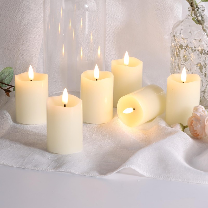 Eywamage Ivory Flameless Votive Candles with Timer Batteries Set of