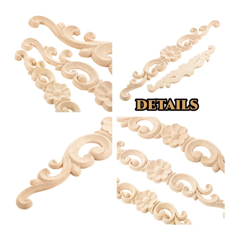 MUXSAM 4pcs 16 * 3cm Holz Skulptur Lang Corner Flourish