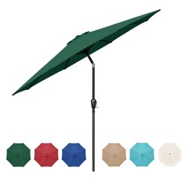 HealSmart 9ft Patio Umbrella with Push Button Tilt/Crank, Outdoor Table Market Yard Umbrella with 8 Sturdy Ribs for Garden, Backyard, Deck, Pool, Green