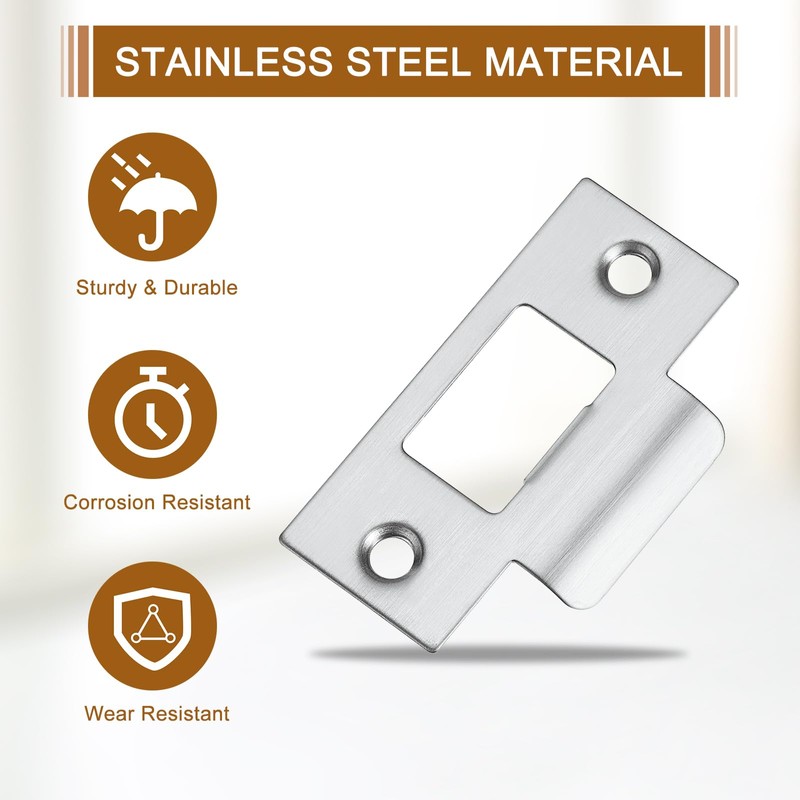 sourcing map 4Pcs Door Strike Plate, 70mm x 40.3mm Stainless