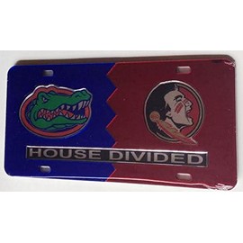 Florida Gators - Florida State Seminoles - House Divided Mirrored Car Tag License Plate