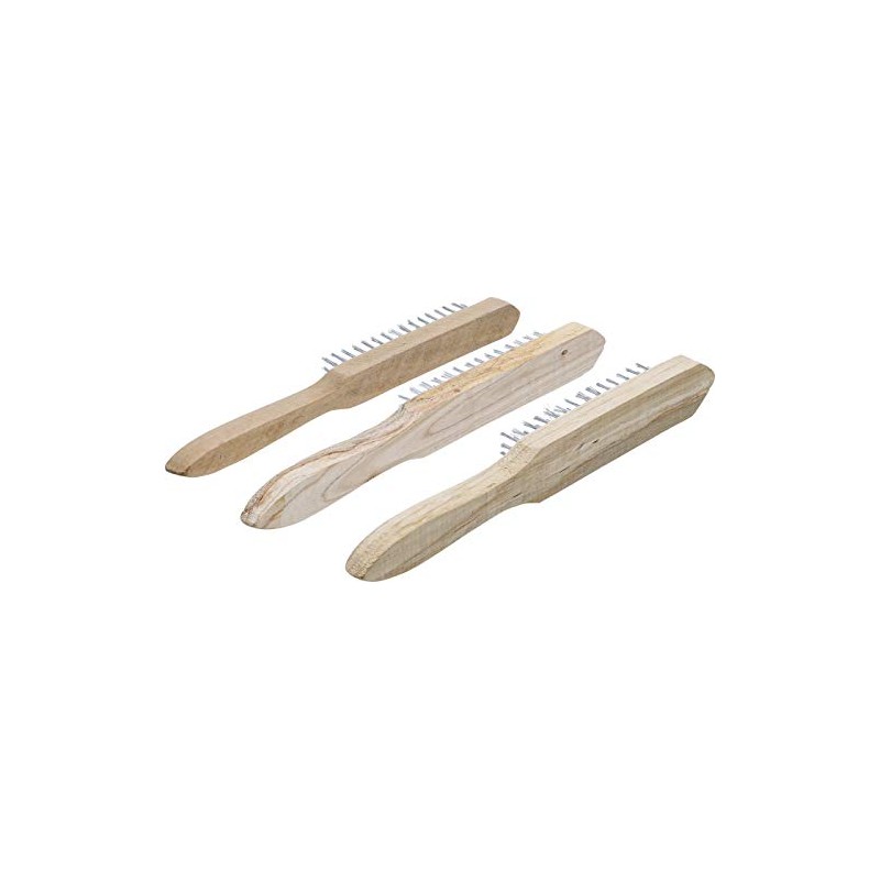 Kraftmann 85815 Wire Brush Set 3-Piece Wooden Handle 2-3-4 Rows