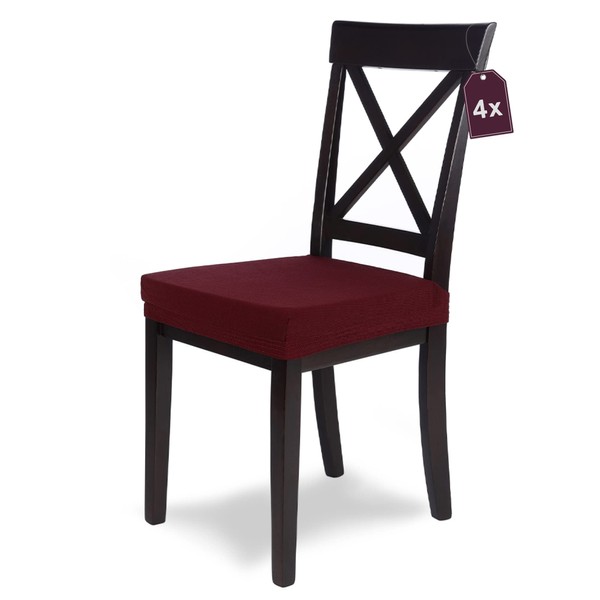 SCHEFFLER-HOME Housse de chaise extensible « Mia » / lot de 4 / bordeaux/housse de chaise élastique en microfibre avec bande élastique/housse de siège pour chaise de salle à manger