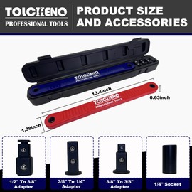 TOLCHENO Offset Extension Wrench Set, Pro Zero Offset Extension Wrench Extender Tool with 1/4", 3/8", 1/2" Square Drive Adapters - Universal Extension Wrenches for Tight Spaces (Blue)