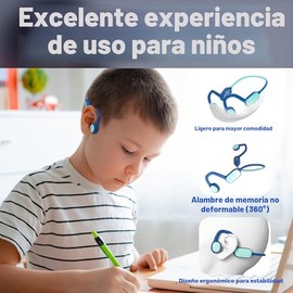 Mehomeli Auriculares para niños, Bluetooth 5.2 conducción de aire abierto, límite de volumen de 85 dB, sonido estéreo con micrófono, IPX5 impermeable,