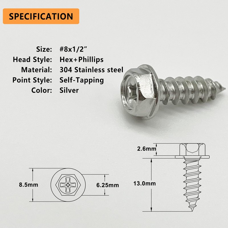 Allkeen 304 Stainless Steel Self Tapping Screws for Gutter Guard
