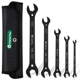 TIWINTUL 4-in-1 Super-Thin Open End Wrench Set, 5-Piece, 20 Sizes, Metric, 6, 7, 8, 9, 10, 11, 12, 13, 14, 15, 16, 17, 18, 19, 20, 22, 23, 24, 27 mm, Ultra-Slim Wrench Set for Thin Nuts, Narrow Spaces