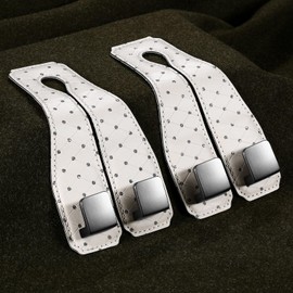 Rirether 2 Pack Car Seat Hooks, Leather Back Seat Storage Hanger Diamond-Patterned Quilted Design with Metal Dual Hooks for Purses, Bags & Car Organization, Cream Yellow