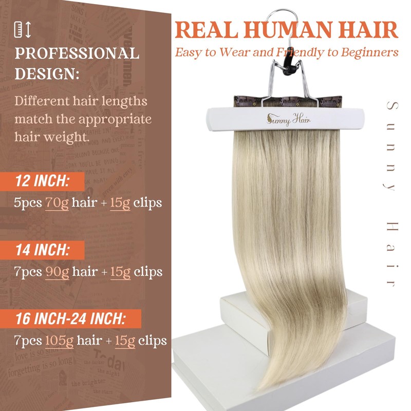 Sunny Hair Clip in Hair Extensions Human Hair Invisible Clip