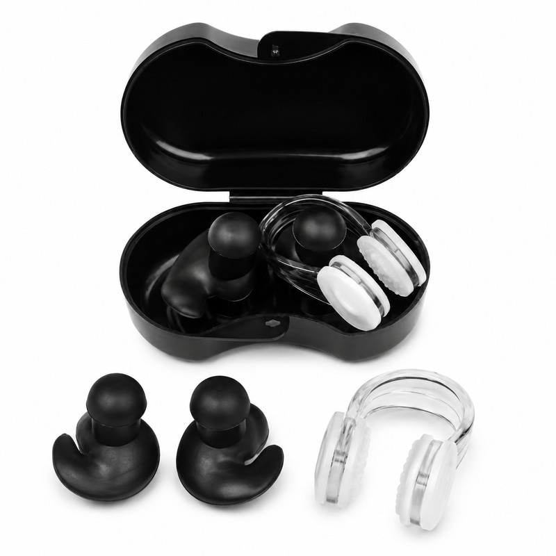Swimming Earplugs & Nose Clip Set for Adults – Reusable