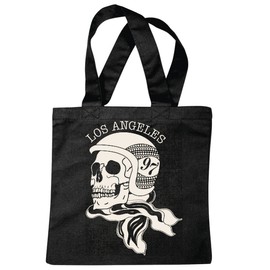 Reifen-Markt Tasche Umhängetasche LOS ANGELES SKULL BIKERSHIRT GOTHIC BIKE CLUB MC MOTORCYCLE CHOPPER CUSTOM MOTORRAD MOTORRADTREFFEN CLUB TREFFEN Einkaufstasche Schulbeutel Turnbeutel in Schwarz