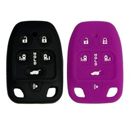 Key Fob Cover for Odyssey Honda: 2 Pcs 6 Buttons Silicone Remote Case Protector Fit for Honda Odyssey 2011 2012 2013 35118TK8A30 35118TK8A40 N5FA04TAA 3248AA04TAA 35118TK8A20 (Black+Purple)
