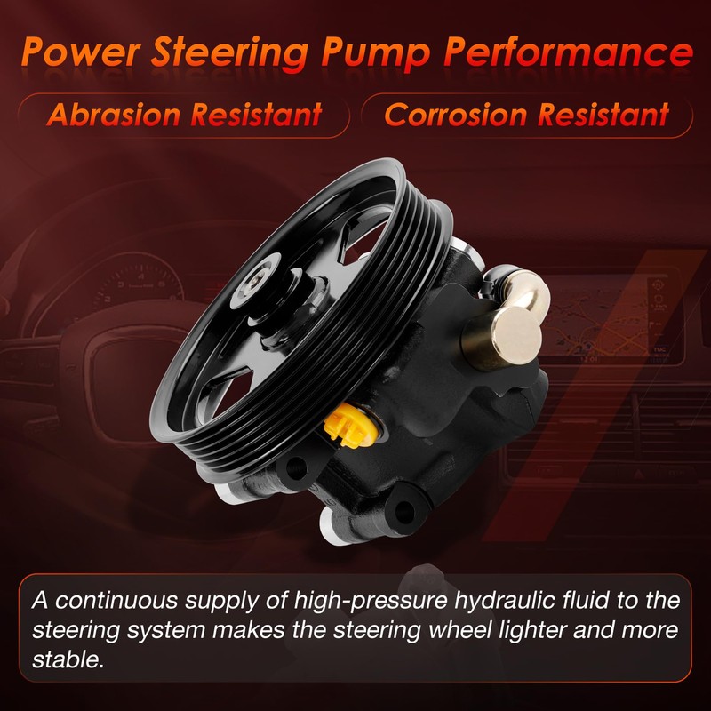 Power Steering Pump with Pulley, Compatible with 2009-2010 Ford F150