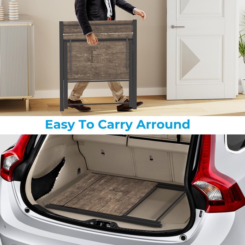 GreenForest Folding Desk No Assembly Required Small Size, 2-Tier Foldable