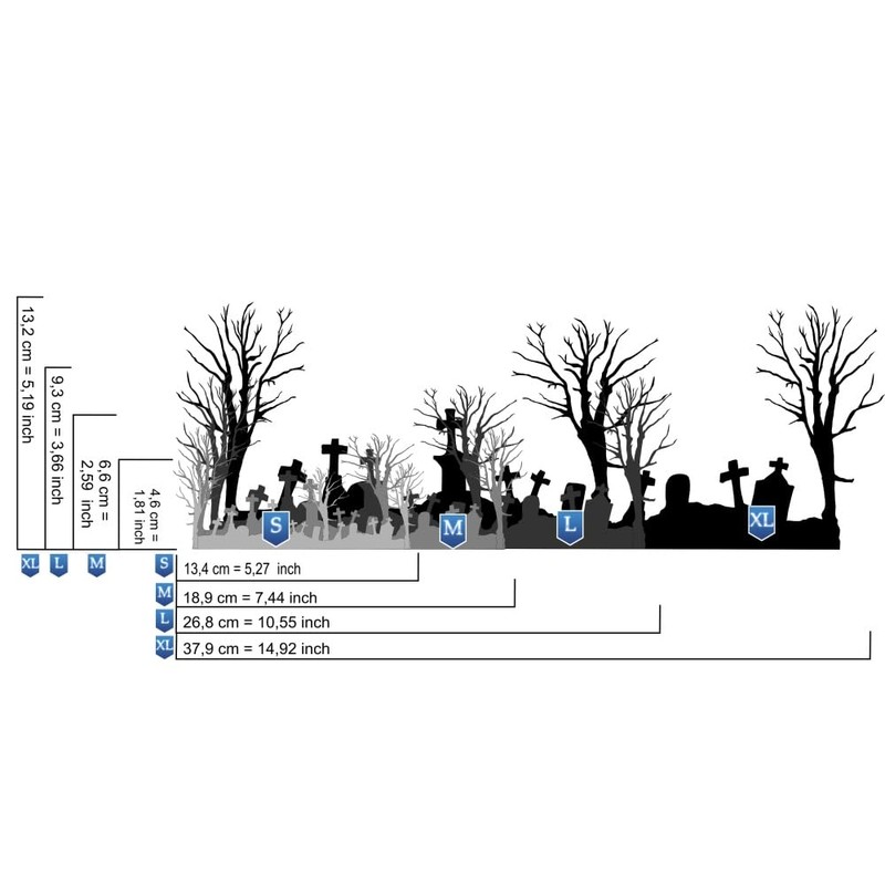 AS-358 Graveyard/Cemetery Step by Step Airbrush Template Size M