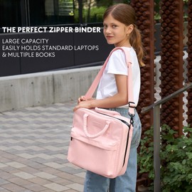 Sturdy 3 Ring Zipper Binder with Shoulder Strap for School - Beautiful 2 Inch Zip Up Binder with Extra Pockets Holds 500 Sheets, Books & Laptop - Easy to Carry Binder Made of Durable Premium Fabrics