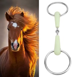 Qcwwy Horse Snaffle Bit Rubber Wrapped Stainless Steel Loose Ring Horse Mouth Bit for Training Riding Bit Stainless Steel Horse Ring Hollow Bit Loose Mouth Bit Roller