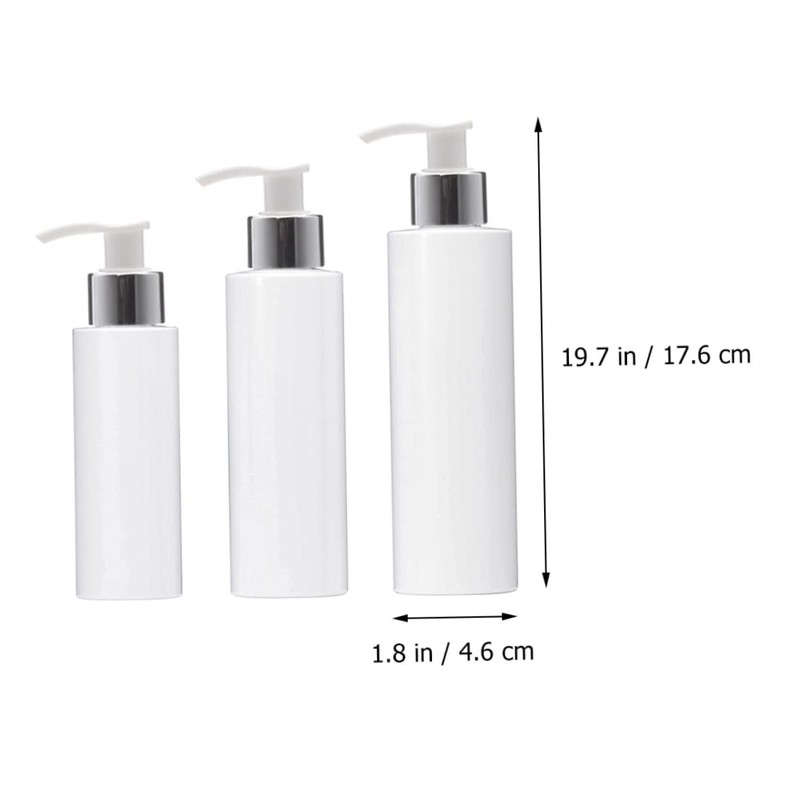 IWOWHERO 3pcs White Lotion Pump Bottles Refillable Travel Containers for